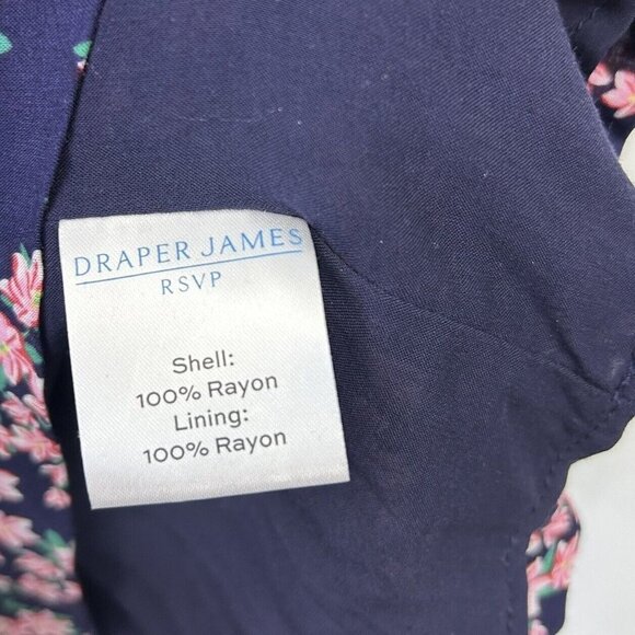Draper James Navy Pink Floral Dress Women’s Size Small Tie Waist - Picture 5 of 12